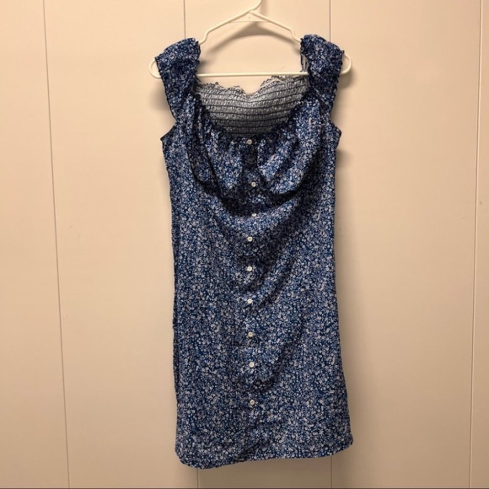 Blue Floral Scrunchy Dress